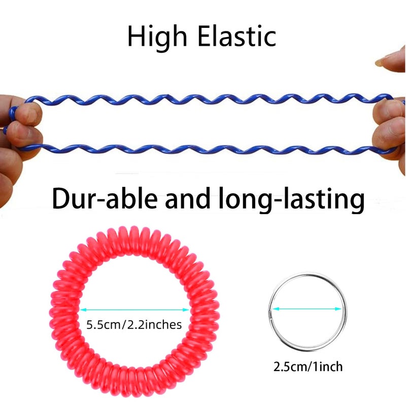HAMIYELL Pack of 36 Colorful Spring Spiral Wrist Coil Key Chain, Wristband Key Ring (Red) - Image 2